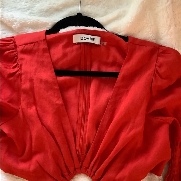 Red crop wrap top - Picture 5 of 5